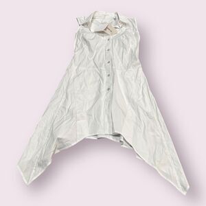 Helmut Lang Bustier Shirt Dress Womens Size 4 White Asymmetrical Hem Button Up